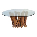Glass Dining Table Tree Trunk Base