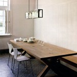 Long Dining Table Against Wall