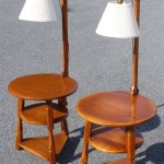 Vintage End Table With Lamp Attached